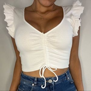 L Zara White Crop Top